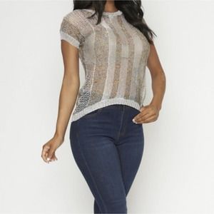 Trendology Silver Knit Top